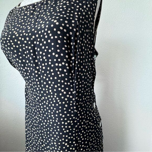 Studio One Polka Dot Dress Blue Cream Sleeveless Swing Dressy SZ 14 - Picture 9 of 15